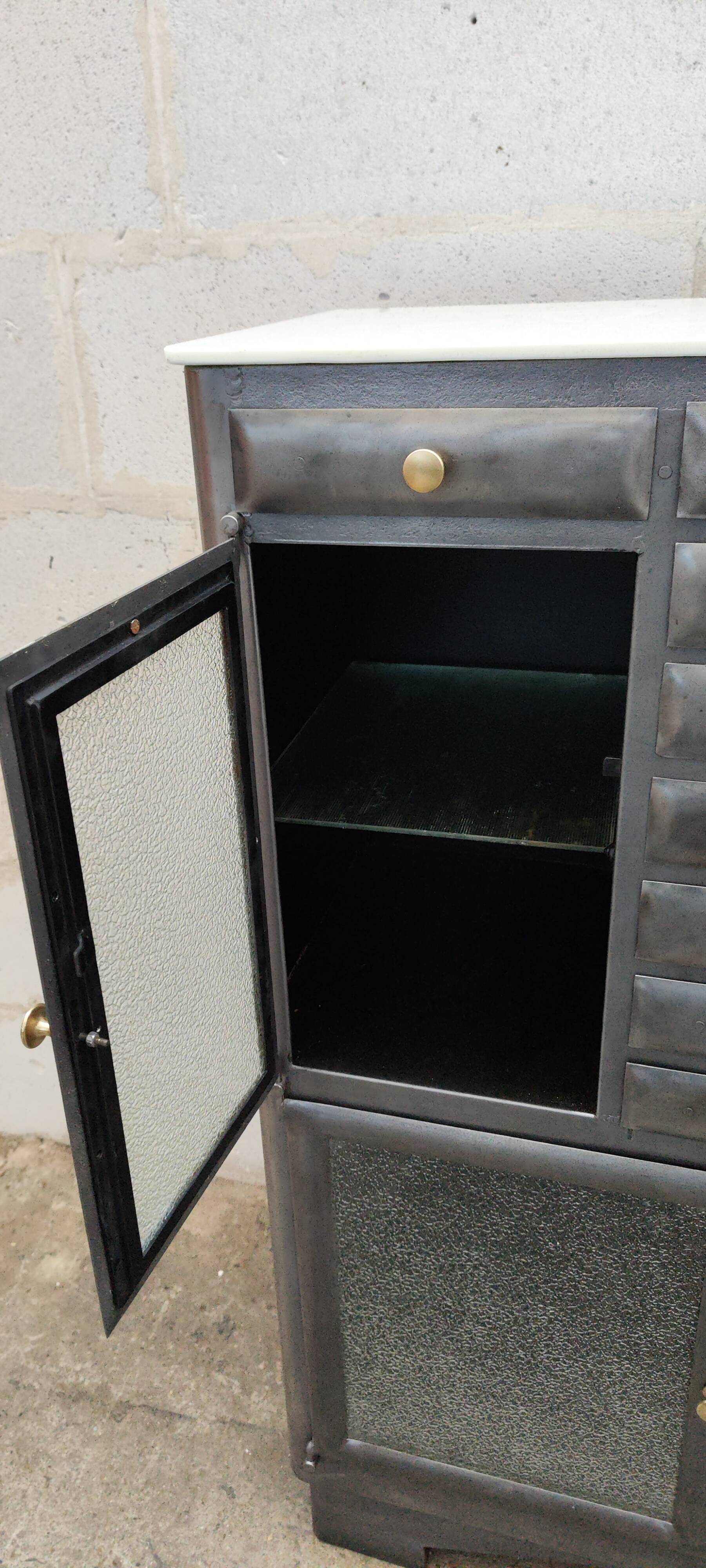 Old metal dentist's cabinet professional furniture