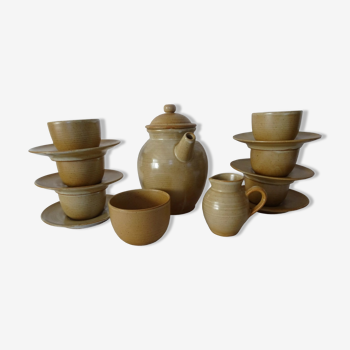 Stoneware village coffee service 6 cups