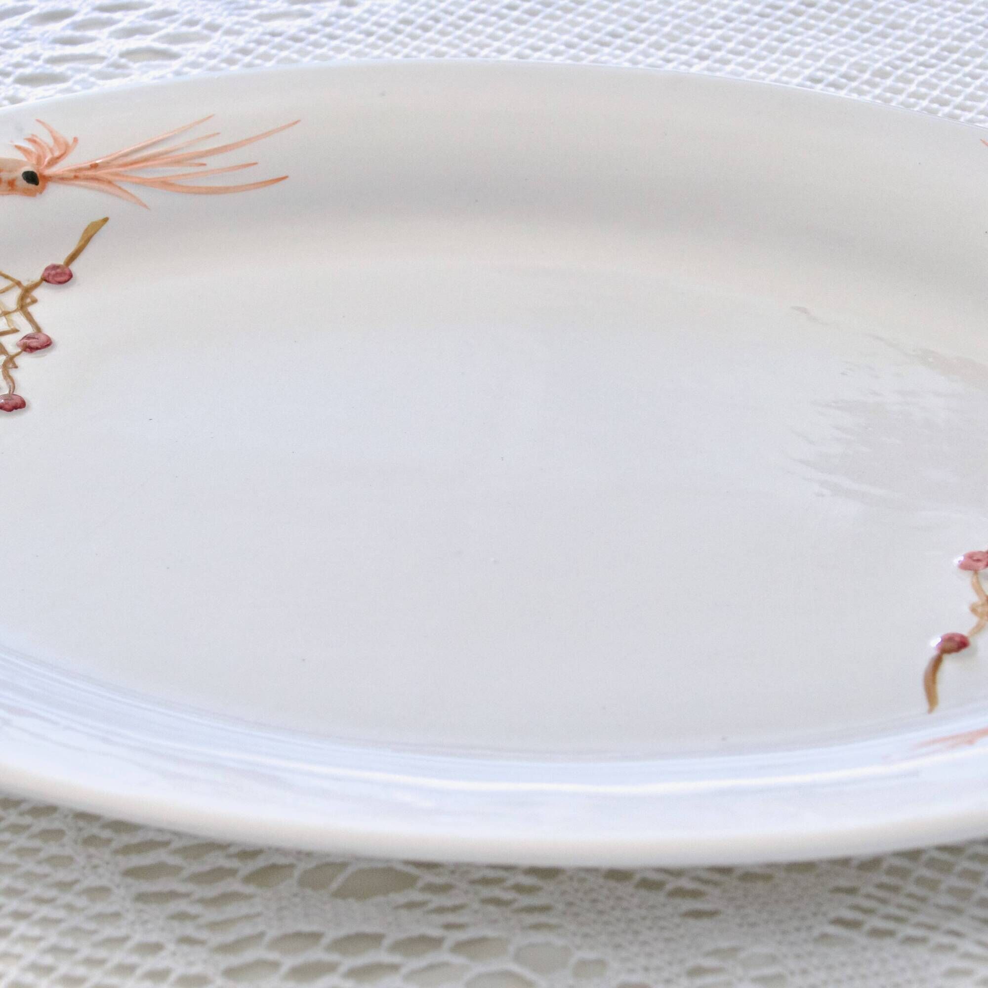 Très grand plat en barbotine portugaise pour fruits de mer et homard