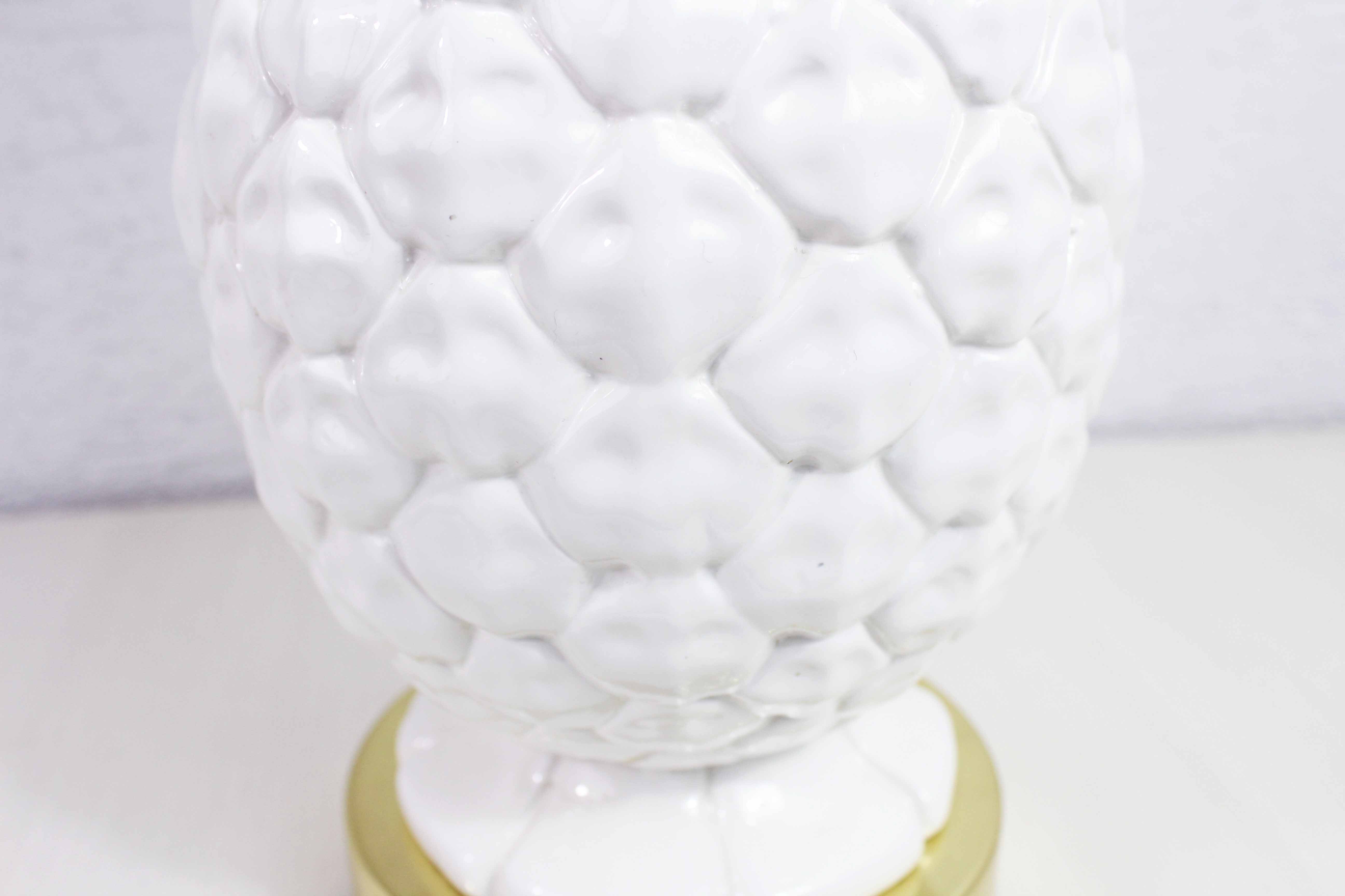 Table lamp ananas ceramic and brass 70s