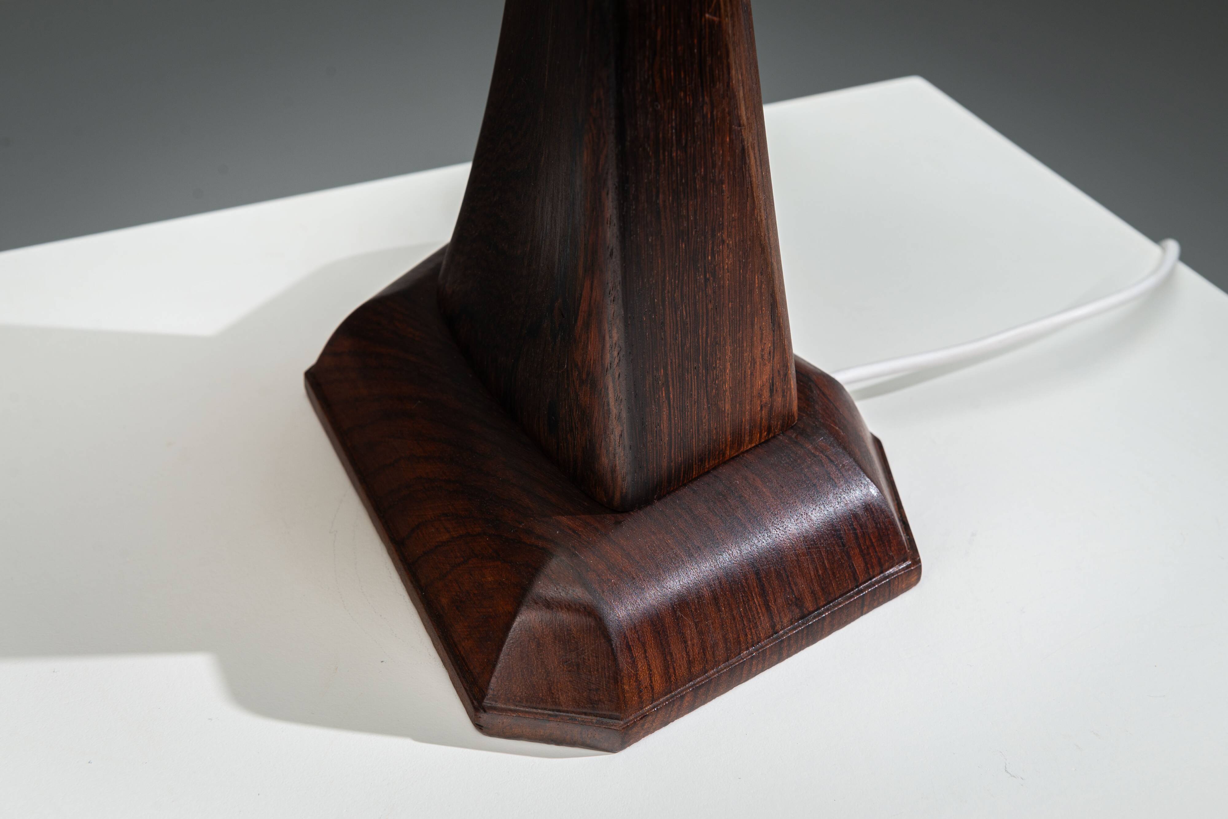Large mid-century solid rosewood table lamp