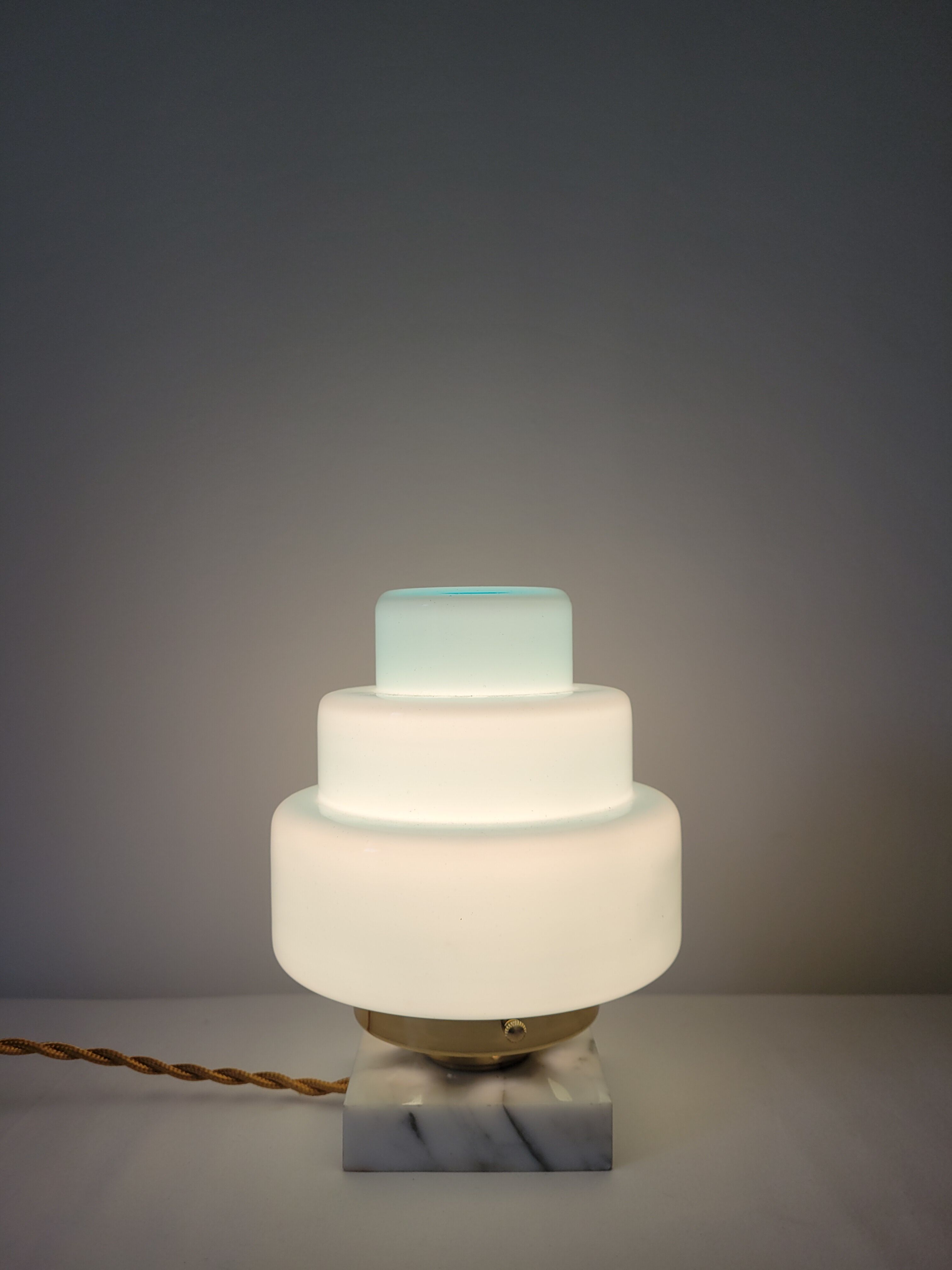 Art Deco blue skyscraper lamp