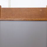 Brutalist wall mirror with a solid wood frame - 1960s