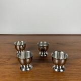 Set of 4 stainless steel egg cups, 1970