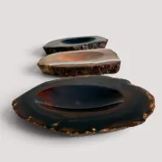 1970s Italian Agate Ashtrays/ Vide-Poche, Set of Three Natural Stone Trays