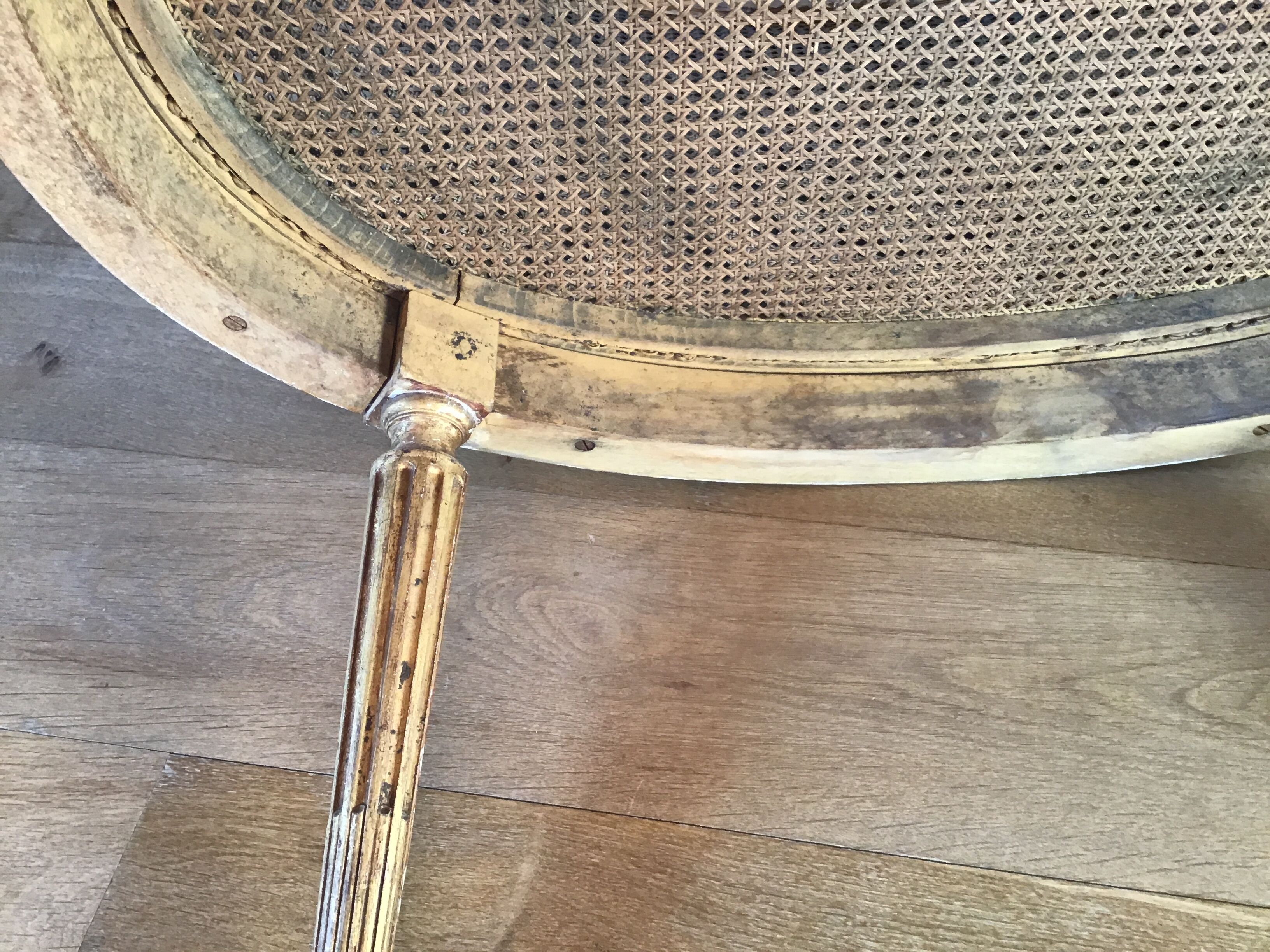 Louis XVI style caned bench
