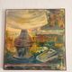 Old Oil Painting Canvas Still Life Lamp Book Modernist