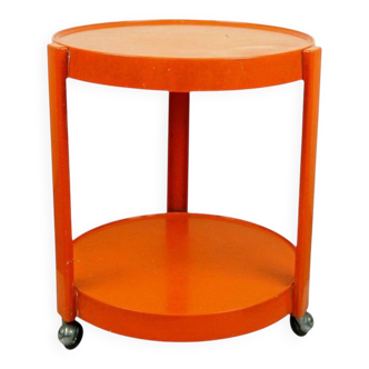 Circular orange Italian Space Age plastic trolley