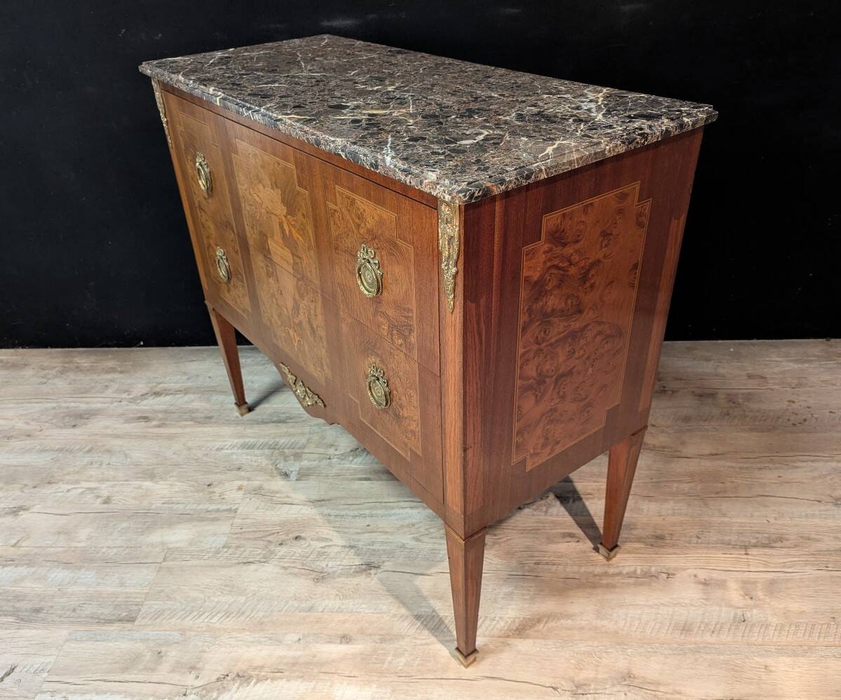 Louis XVI style commode in marquetry