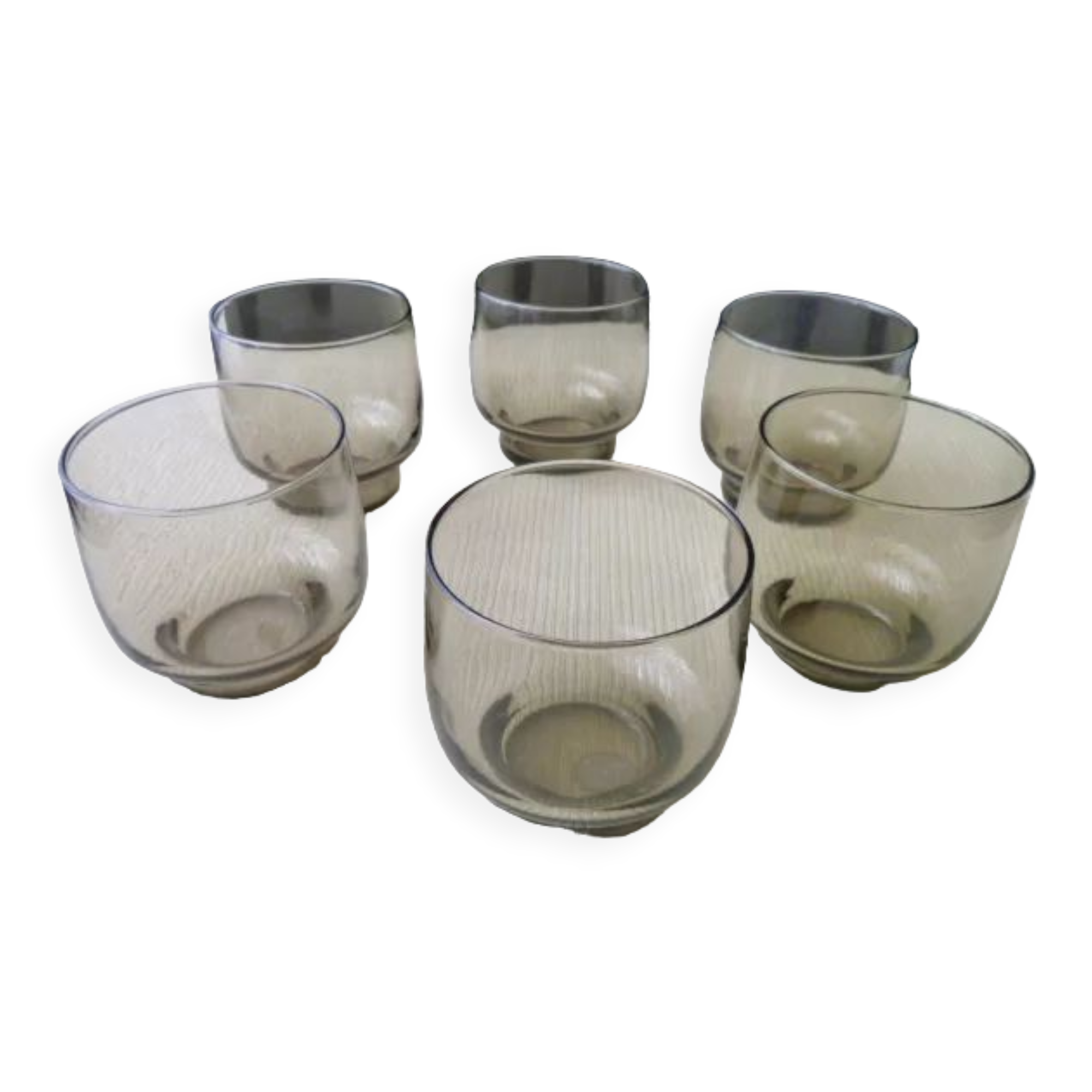 Set of 6 glasses smoked cups 60s-70s