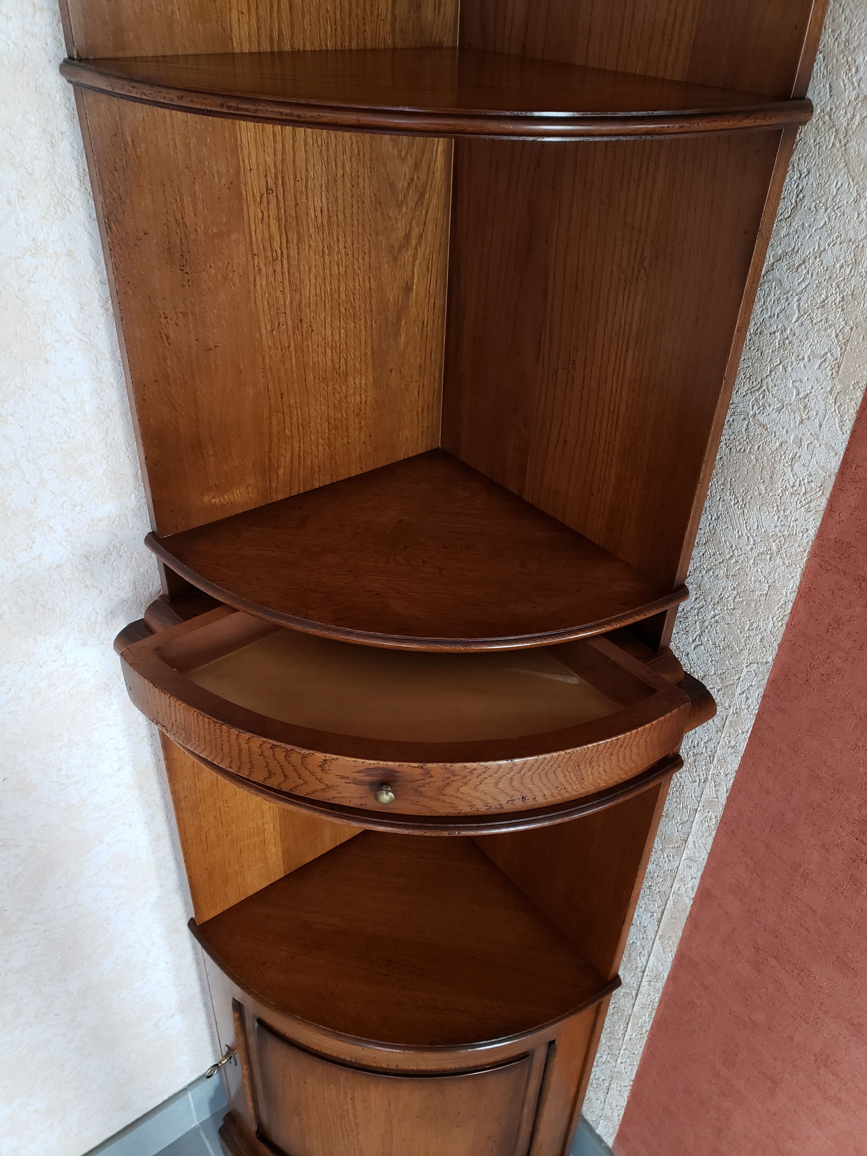 Solid oak corner cabinet