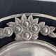 Vintage, round dish, silver metal, stylized leaf and rose decoration, French work, France