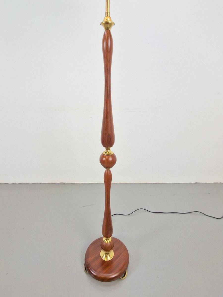 Vintage Scandinavian Floor Lamp in Teak and Brass, 1960s