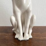 Chaumette vintage ceramic sitting white dog statue