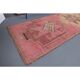 Vintage Turkish hand-knotted wool cotton pink runner rug 92x290