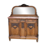 Buffet with mirror in solid walnut. Late 19th century, beautiful piece.
