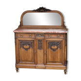 Buffet with mirror in solid walnut. Late 19th century, beautiful piece.