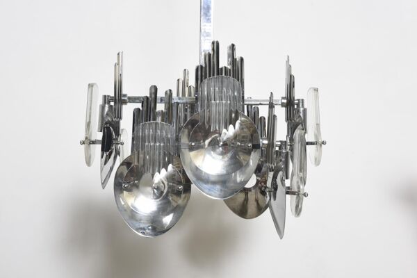 Chandelier in chrome by Oscar Torlasco Italy 1960 s
