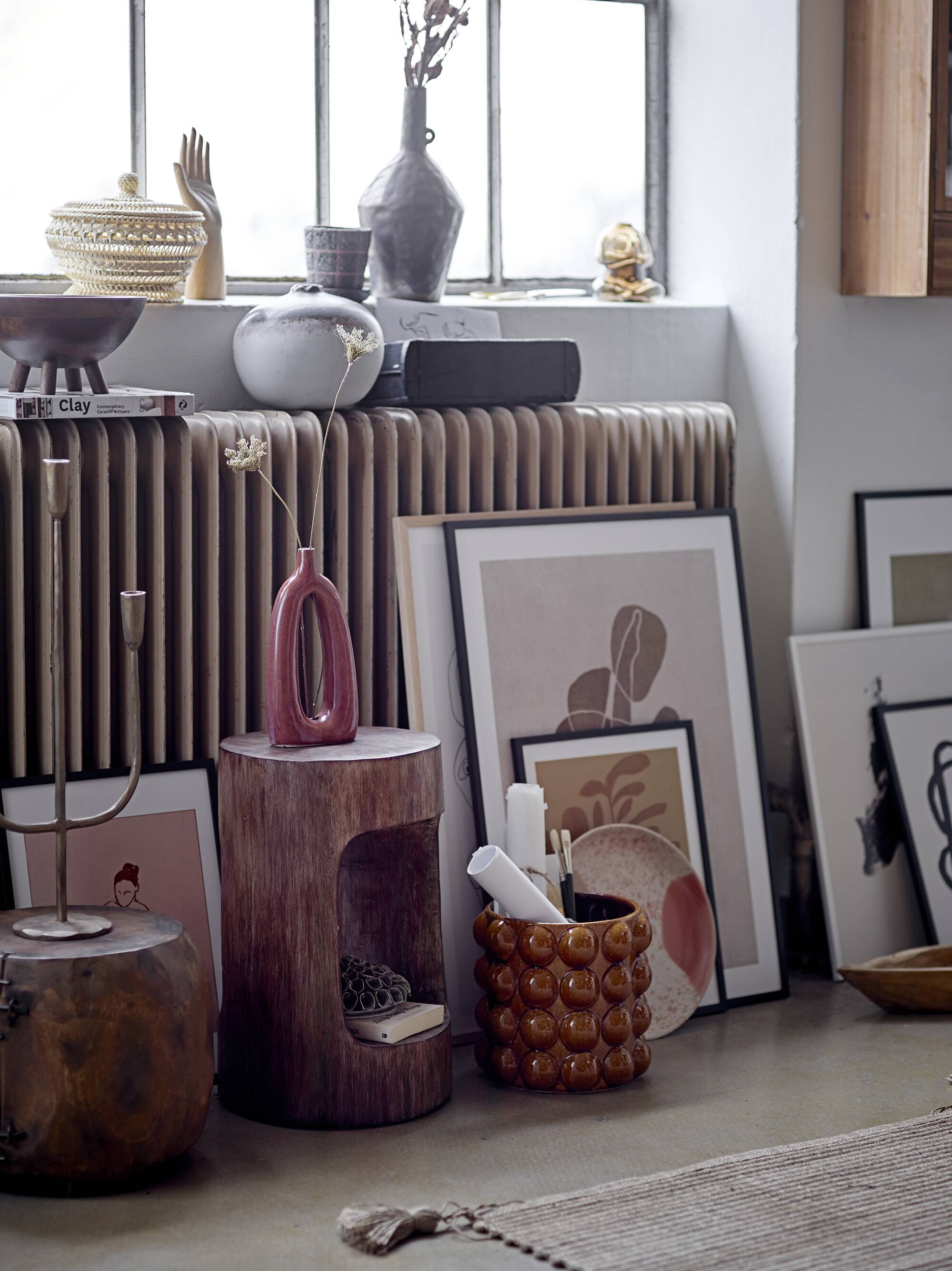 Brass-plated iron three-branched candle holder