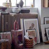 Brass-plated iron three-branched candle holder