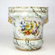 Antique Porcelain planter hand painted with mascarons with lion's head in relief-nineteenth century