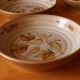Four bowl-shaped plates in vintage Niderviller stoneware with plant decoration
