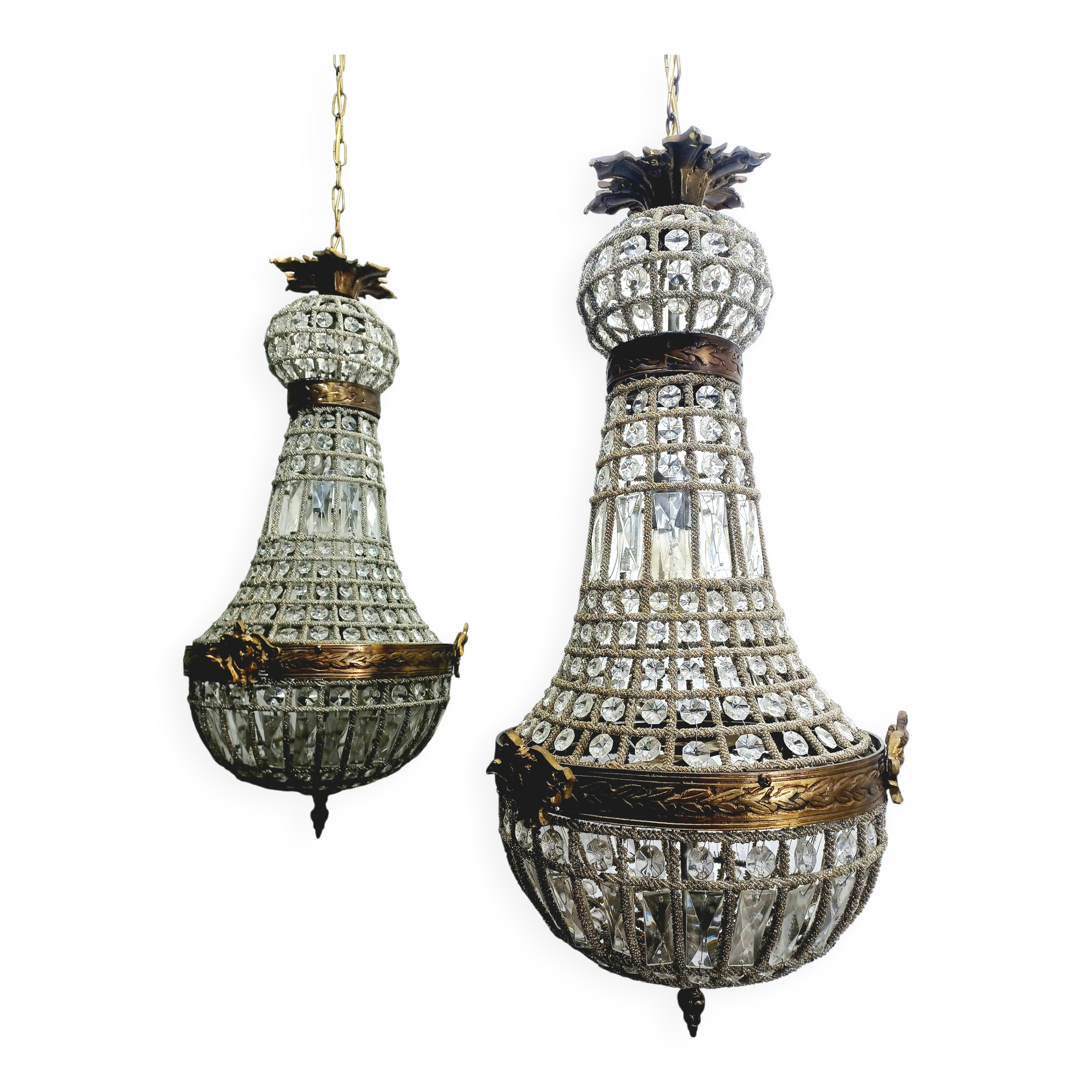 Pair of 1-Light Hot Air Balloon Chandeliers