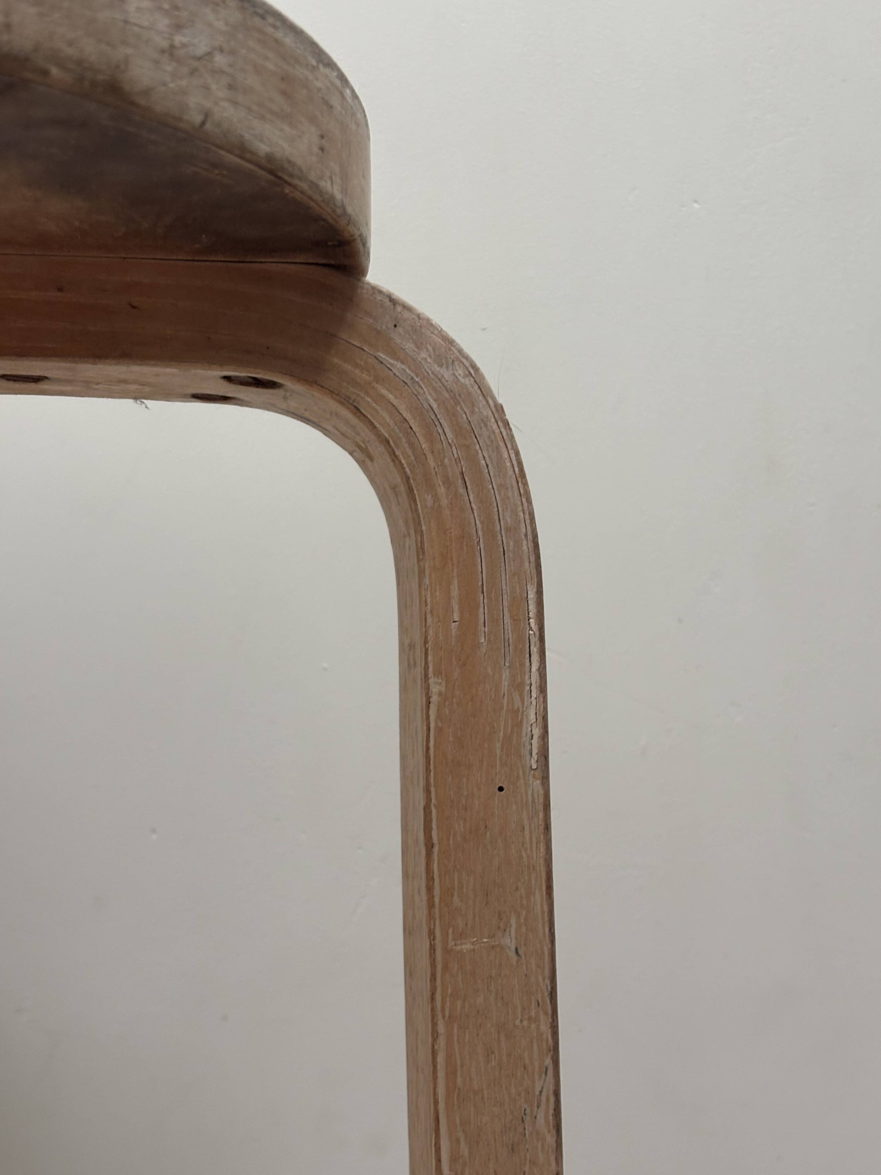 Alvar Aalto Artek Stool 60 Finland 1950s Vintage Birch Original Patina