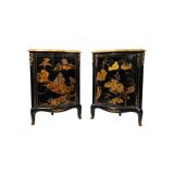 Pair of black wood corner buffets