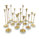 Set of 15 Scandinavian candle holders in brass and glass, Gunnar Ander, Ystad Met