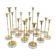 Set of 15 Scandinavian candle holders in brass and glass, Gunnar Ander, Ystad Met