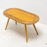 Mid century rattan stool by Jan Kalous for ÚLUV, 1960´s, Czechoslovakia