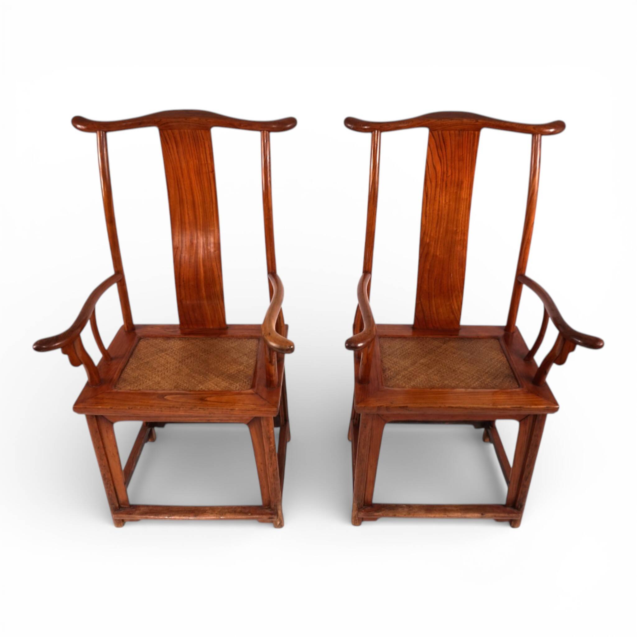 Set of 2 Chinese high-backed armchairs in the style of the Ming Dynasty, 19