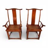 Set of 2 Chinese high-backed armchairs in the style of the Ming Dynasty, 19