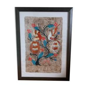Peinture sur amate du - oiseaux