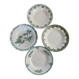 4 assiettes creuses anciennes terre de fer verte dépareillées