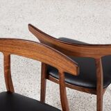 Midcentury Danish set of 6 dining chairs in rosewood by Henning Kjaernulf for Bruno Hansen 1960s