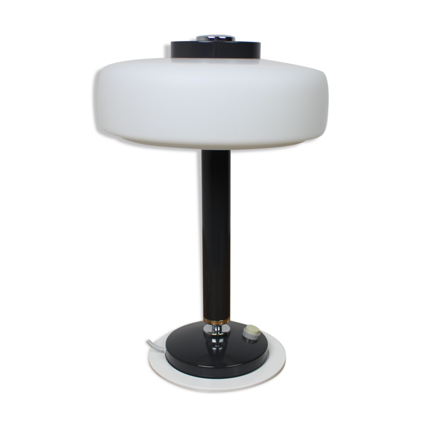 Mid-century rare black & white table lamp/ Napako, 1960's
