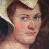 Portrait moderne du milieu du XIXe siècle représentant une jeune femme au chapeau