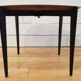 Folding coffee table top round teak Sweden 1950