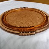 plateau ou plat en verre rosaline couleur saumon