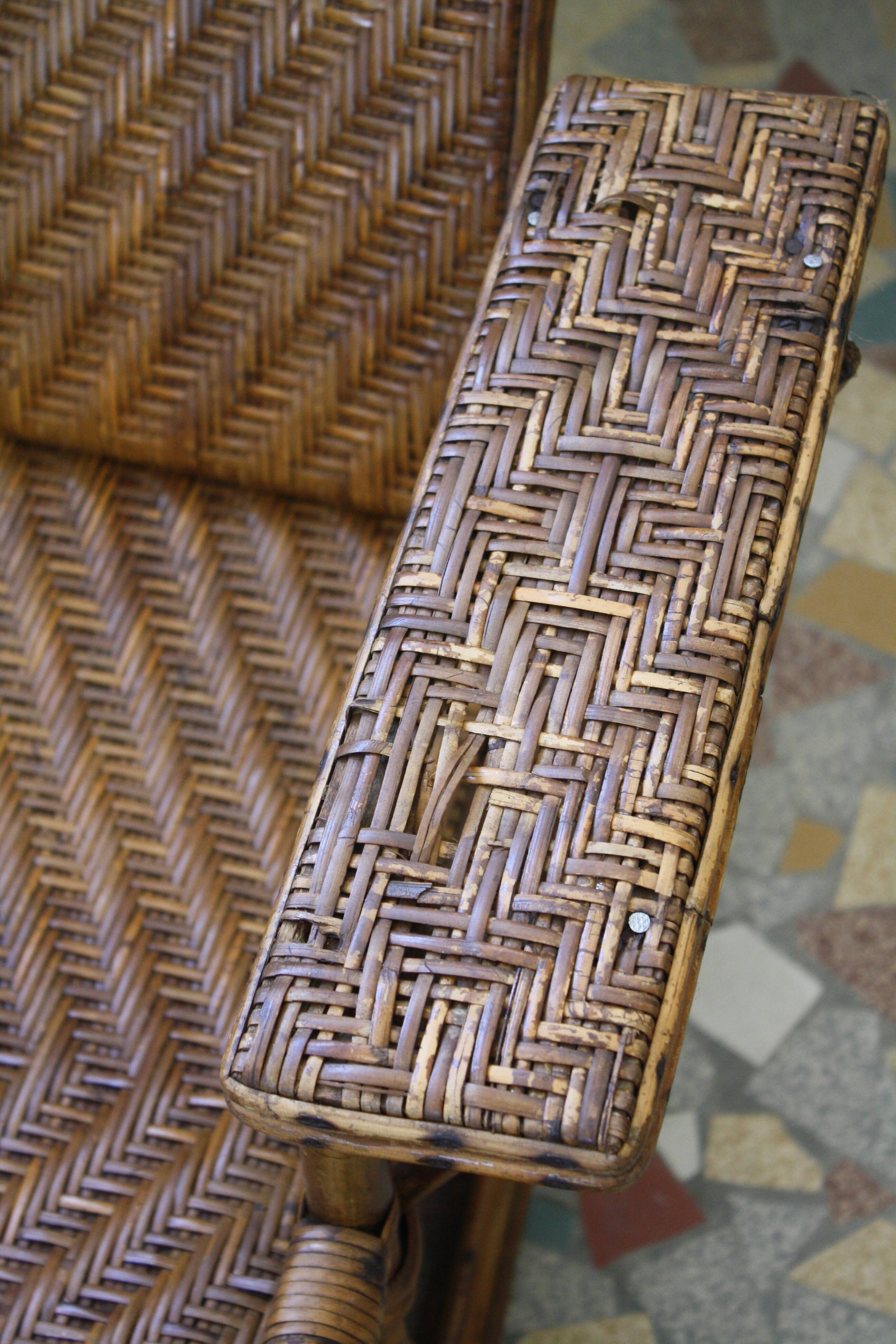 Chair long vintage rattan