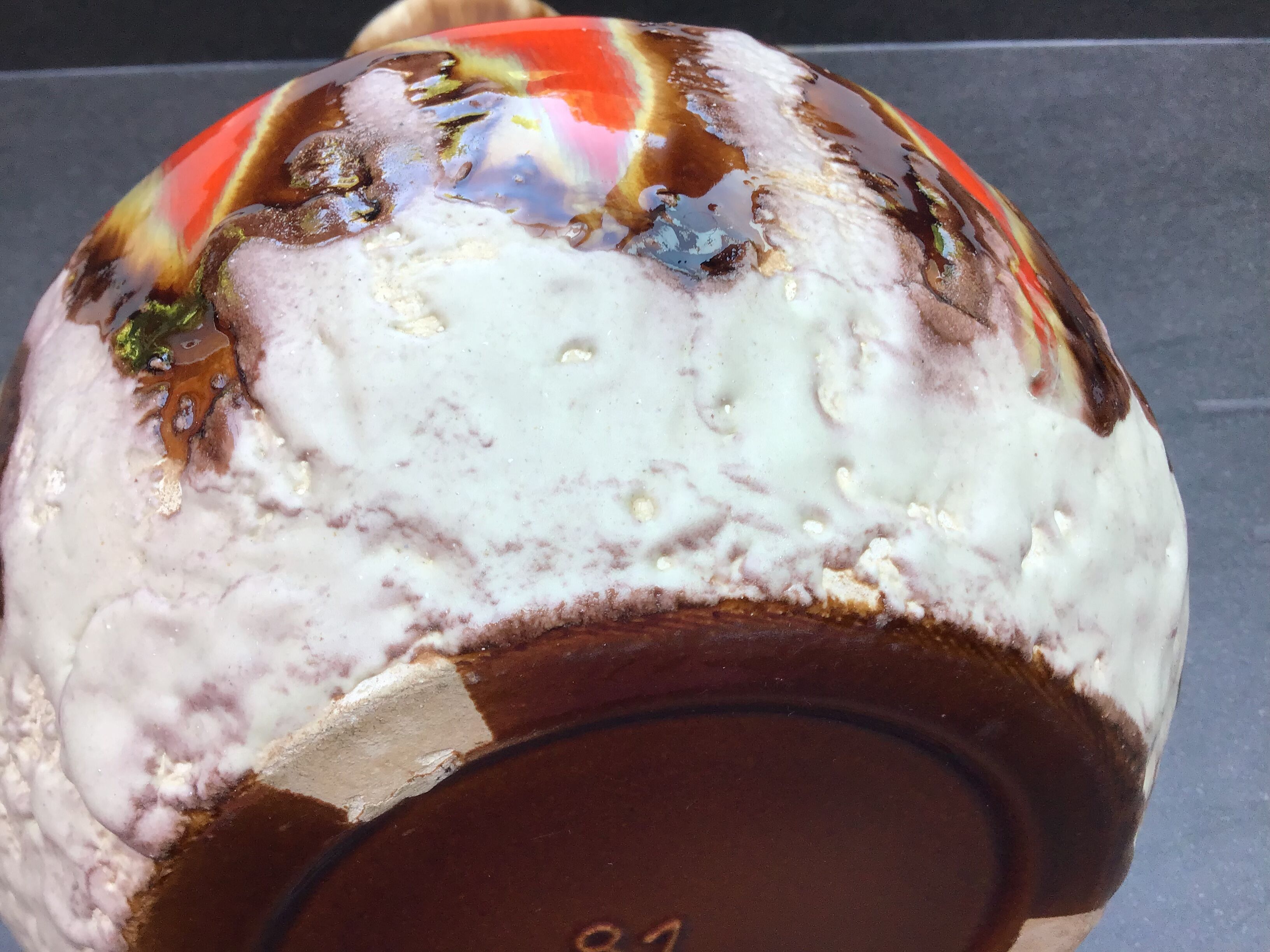 Flamed ceramic pitcher, Baudin, 70s