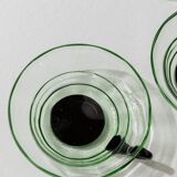 5 Vintage Murano Glass Drinking Glasses in Green and Black Uranium Glass – 1940s Italian Retro Tea & Cocktail Glasses