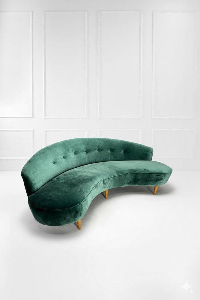 Mid-Century Curved Sofa in the style of Federico Munari, Italy, 1950s