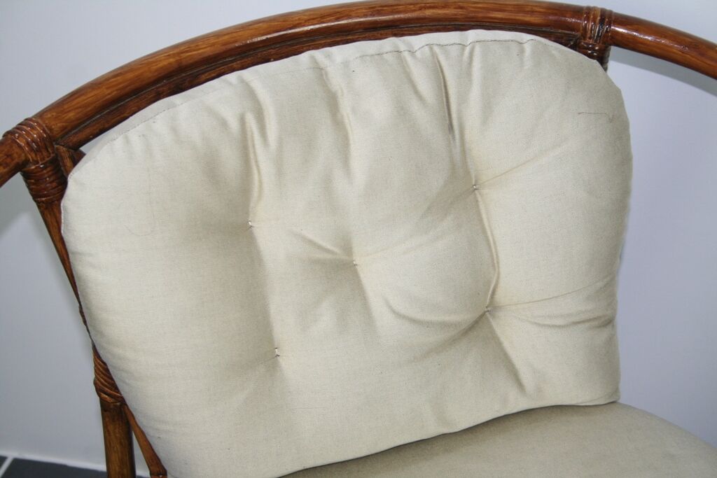 Vintage rattan armchair with cushions 1970