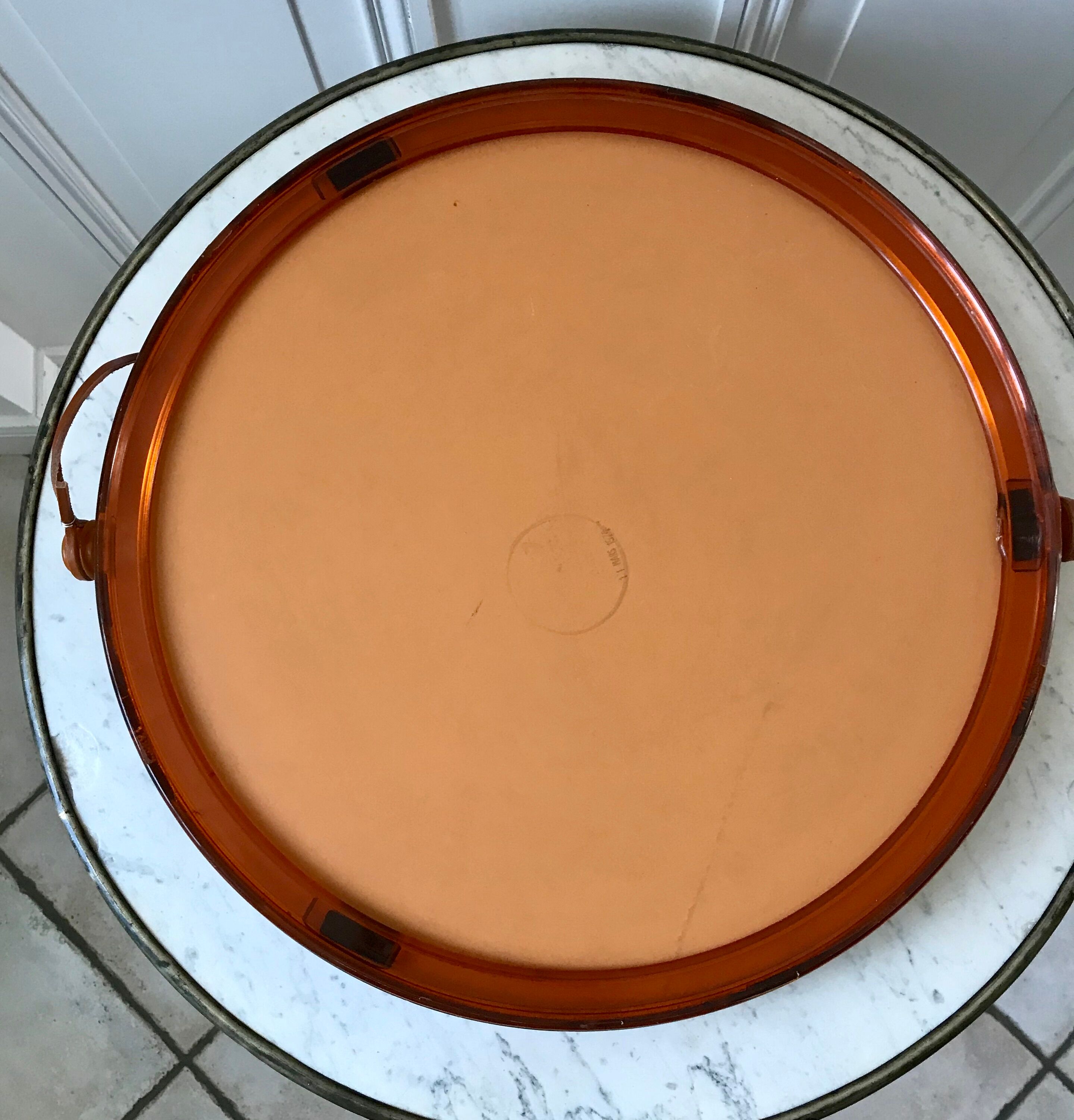 mirror cap brown orange design plexi and leather strap Made in France 1974