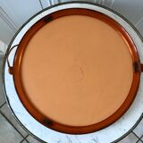 mirror cap brown orange design plexi and leather strap Made in France 1974