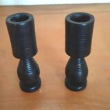 Pair of wooden candle holders design 60s 70s