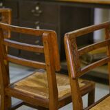 Set of 6 oak chairs in the style of Pierre Cruège 1940s.